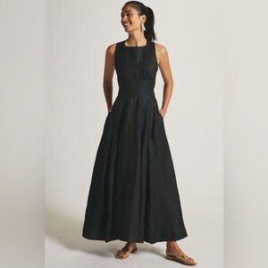 Anthropologie Aureta Studio Black Boatneck Linen Dress